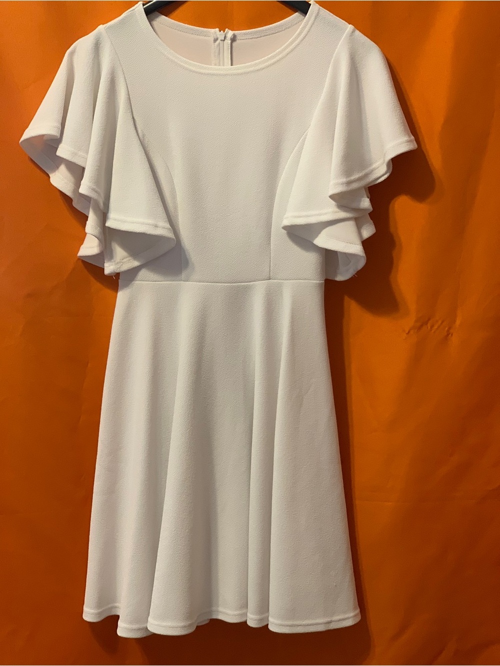 ROMWE White Ruffle-Sleeve Midi Dress